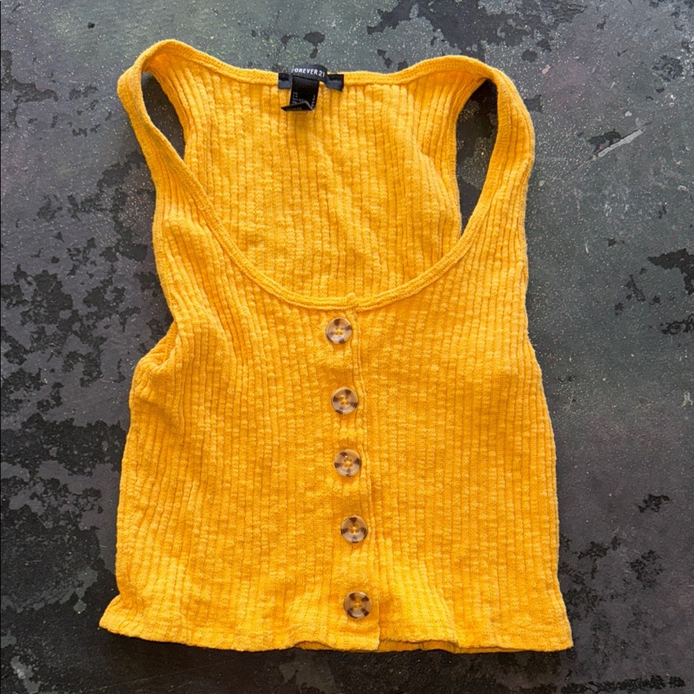 Forever 21 Gold Ribbed Crop Tank Top